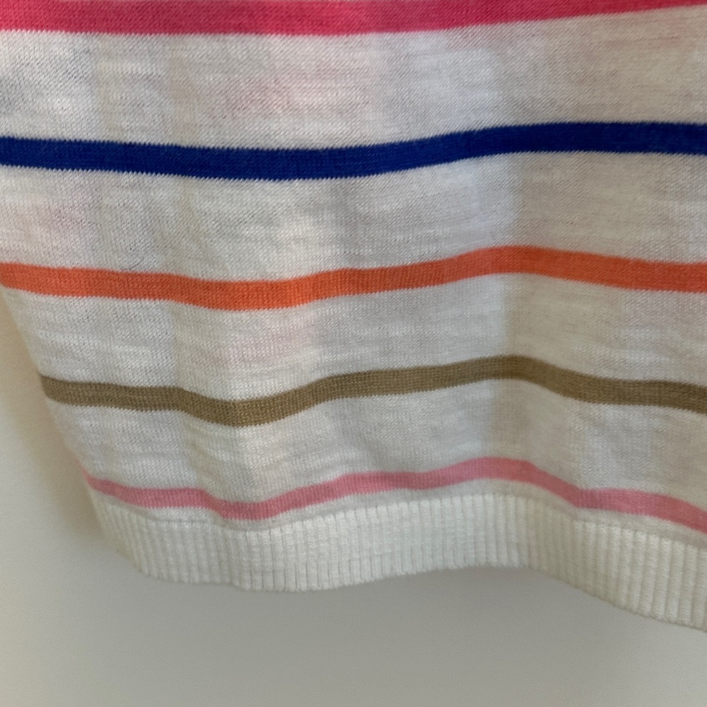 Talbots Multicolor Striped Knit V-neck Cotton Sweater Drop Sleeve Size Medium - Picture 5 of 8